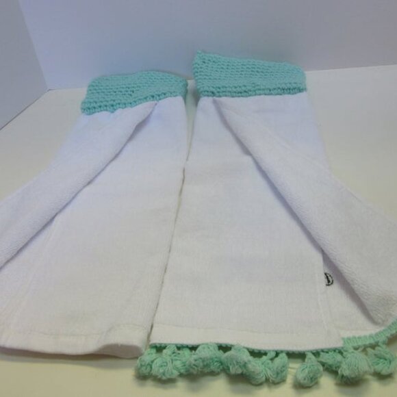 Set of 2 Hanging Kitchen Towels Button Top White Cotton Mi Casa es Su Casa NWT - Picture 5 of 8